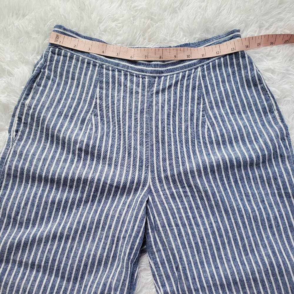 beachlunchlounge Linen Pants with Pockets - Blue and White Vertical Stripe - Picture 5 of 10